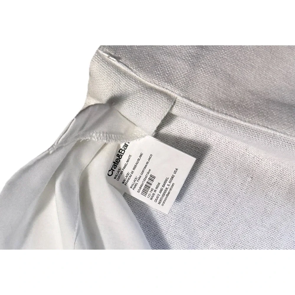 1 Single Crate & Barrel Wallace Curtain Panel in Solid White 52 x 84 Rod Pocket